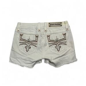 Rock Revival white denim shorts cross design on pockets Mcbling studded size 29